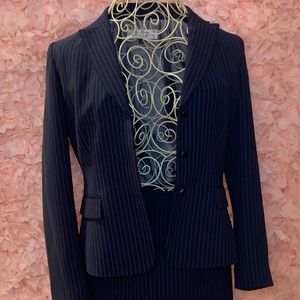 Tahari Navy Pinstripe Skirt Suit Set - Size 10
